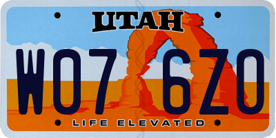 UT license plate W076ZO