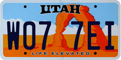 UT license plate W077EI