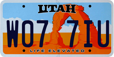 UT license plate W077IU