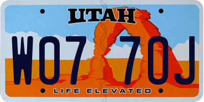 UT license plate W077OJ
