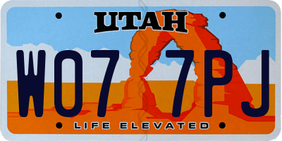 UT license plate W077PJ