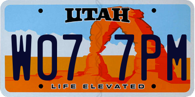 UT license plate W077PM