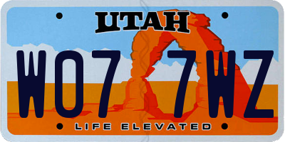 UT license plate W077WZ