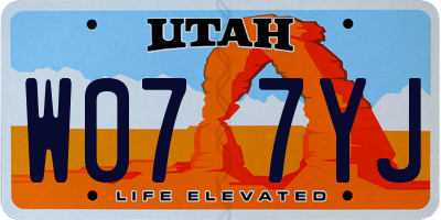UT license plate W077YJ