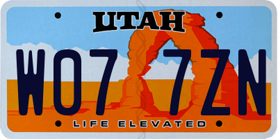 UT license plate W077ZN