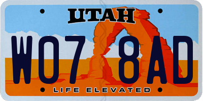 UT license plate W078AD