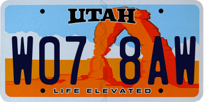 UT license plate W078AW