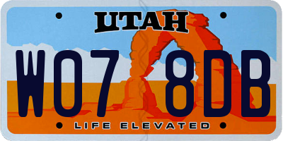 UT license plate W078DB