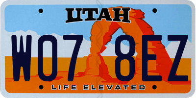UT license plate W078EZ