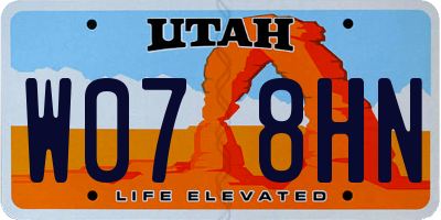 UT license plate W078HN