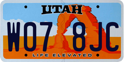 UT license plate W078JC