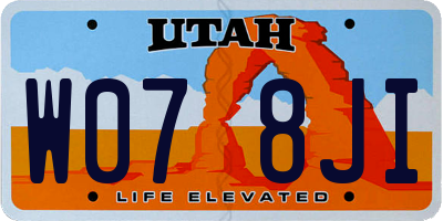 UT license plate W078JI