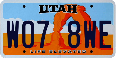 UT license plate W078WE