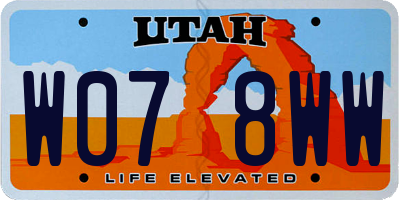 UT license plate W078WW