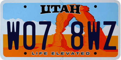 UT license plate W078WZ