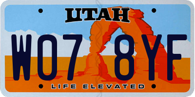 UT license plate W078YF