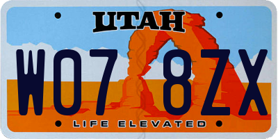 UT license plate W078ZX