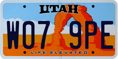 UT license plate W079PE