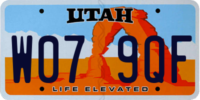 UT license plate W079QF