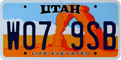 UT license plate W079SB