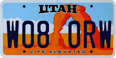 UT license plate W080RW
