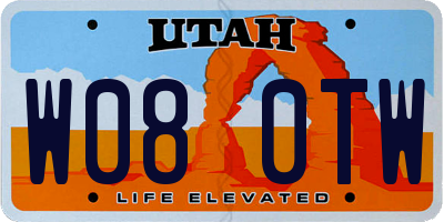 UT license plate W080TW