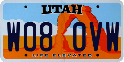 UT license plate W080VW