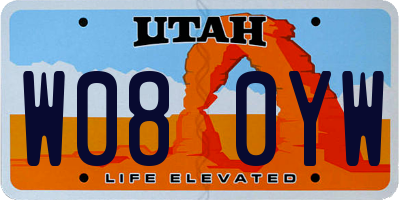 UT license plate W080YW