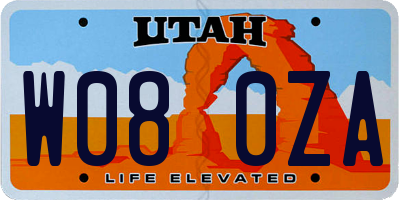 UT license plate W080ZA
