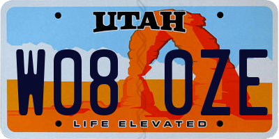 UT license plate W080ZE