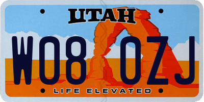 UT license plate W080ZJ