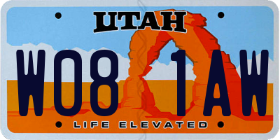 UT license plate W081AW