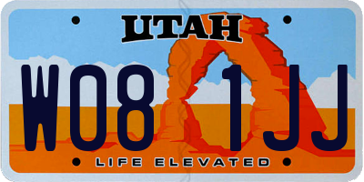 UT license plate W081JJ