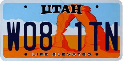 UT license plate W081TN