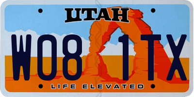UT license plate W081TX