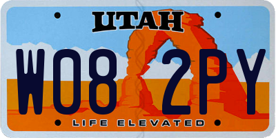 UT license plate W082PY
