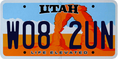 UT license plate W082UN
