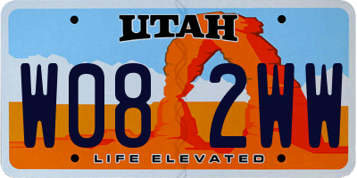 UT license plate W082WW