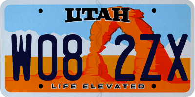 UT license plate W082ZX