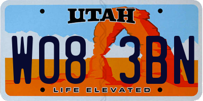 UT license plate W083BN