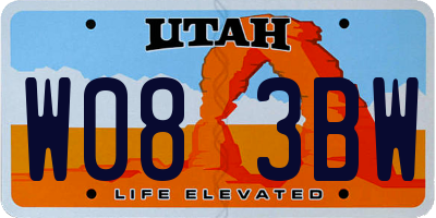 UT license plate W083BW