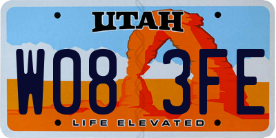 UT license plate W083FE