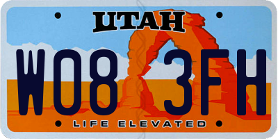 UT license plate W083FH