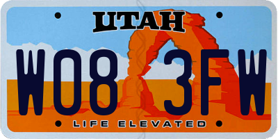UT license plate W083FW