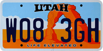 UT license plate W083GH