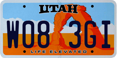 UT license plate W083GI