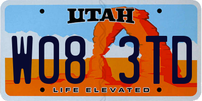 UT license plate W083TD
