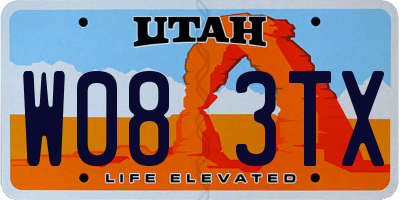 UT license plate W083TX