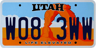 UT license plate W083WW