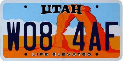 UT license plate W084AF